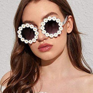 COPY - Retro Daisy Sunglasses for Women Flower Round Fashion Disco Festival Sun…